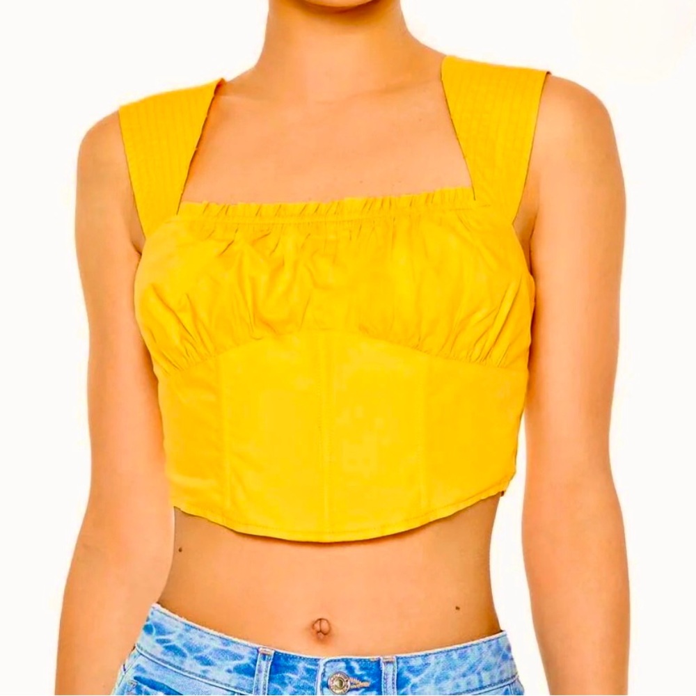 Forever 21 Bright Yellow Corset Style Tank Top, size L.